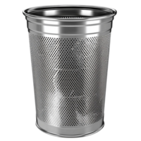 Chrome Metal Trash Bin on Transparent Background png
