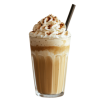 A coffee drink with whipped cream and a straw png
