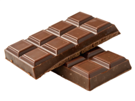 Two dark chocolate bars stacked on a transparent background. png