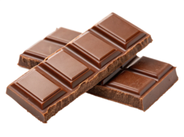 Close-up of two dark chocolate bars stacked on a transparent background. png