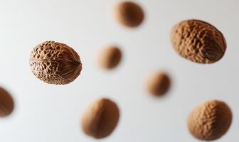 A bunch of nuts on white background photo