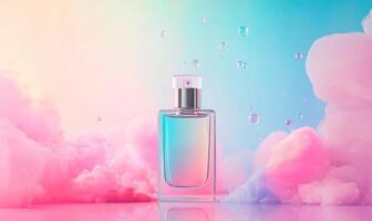 A bottle of perfume on a table photo