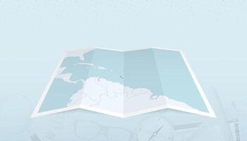 Map of Saint Kitts and Nevis with the flag of Saint Kitts and Nevis in the contour of the map on a trip abstract backdrop. vector