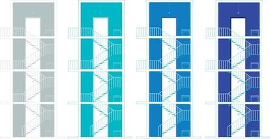 the blue and white stairs are shown in different sizes vector