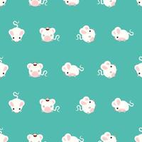 Seamless background pattern with cute white mouse vector
