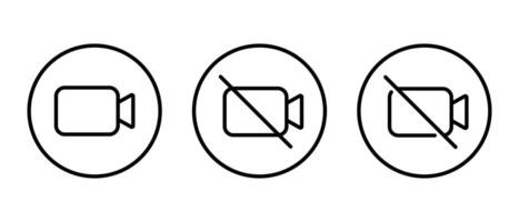 call outline icon on circle line. Virtual camera sign symbol vector