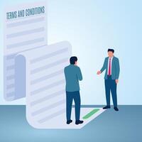 A man offers to another. Illustration for terms and conditions. vector