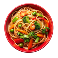noodles in a bowl with vegetable is isolated on transparent background png