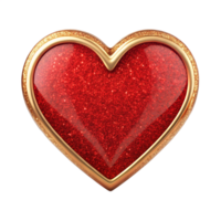 red glitter heart with golden heart is isolated on transparent background png