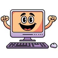 Smiling Computer Illustration on White Background. vector