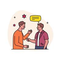 two men shaking hands with speech bubbles above them vector