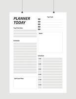 Minimalist Printable planner template, Daily planner for every day, Schedule, tasks, notes for the every day and simple to do list, vector