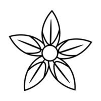 Cute flower with leafs decoration illustration designicon line style vector