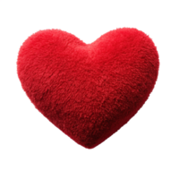 red heart shape pillow is isolated on transparent background png