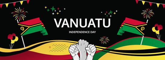 Happy Vanuatu Independence Day creative design. Wide banner for greeting card, and header vector