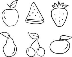 fruit set with drawing skecth simply style illustration design vector