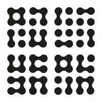 Metaball icons. Connected dots symbols set isolated on a white background. Abstract circles seamless pattern. Design element. Graphic template. Logo design. vector