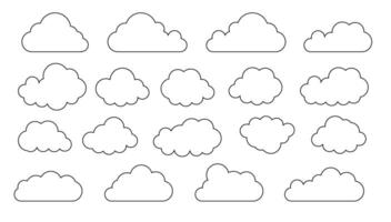 Clouds line art icon. Databases networking software image cloud and synoptics concept. vector