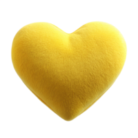 yellow heart shape pillow is isolated on transparent background png