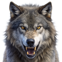3d wolf head is isolated on transparent background png