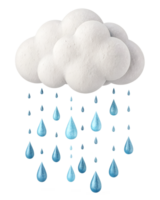 3d estilo ilustração do uma nuvem com pequeno pingos de chuva queda simbolizando Primavera chuveiros. isolado em uma transparente fundo png
