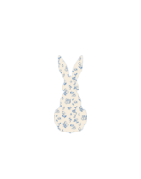 Plush A cartoon rabbit's back view with a minimalist outline in a French toile Blue style, filled with blue-and-white porcelain patterns png
