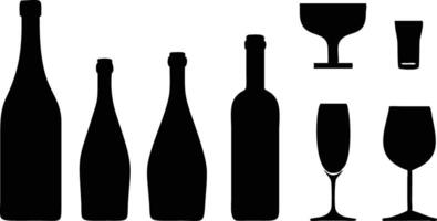 Versatile Set with Alcohol Bottles and Glasses Icons for Event Invitations vector