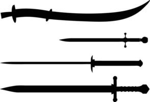 Stylish Sword Icon Set for RPG and Fantasy Projects vector