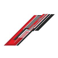 Futuristic sticker design with a combination of red, black, white and gray. Sharp and dynamic graphic patterns create an aggressive and sporty impression, suitable for racing cars. vector