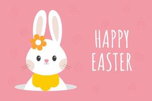 Happy Easter. Easter card, banner. Rabbit. Modern minimalist design. vector
