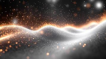 Abstract Waves with Golden Glow and Shimmering Particles photo