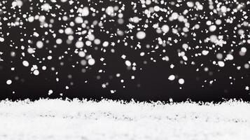 Snowflakes Falling on a Dark Background with Soft Glow photo