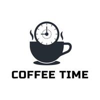 Coffee time logo with clock and cup vector