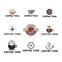Coffee time logo design set vector