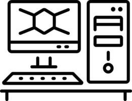 Gaming computer icon in linear style vector