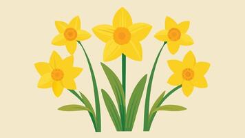 a group of yellow daffodils on a beige background vector