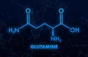 Glutamine Formula Shining on Dark Blue Background with Network vector