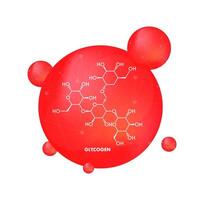 Glycogen molecule inside red blood cell forming polysaccharide glucose for energy storage vector