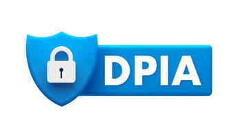 Data Protection Impact Assessment with Shield and Padlock Protecting Privacy vector