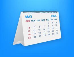 May 2025 calendar showing days and dates on blue background vector