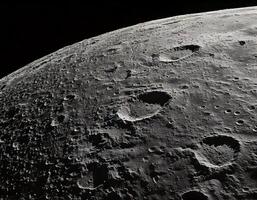 Generated imThe moon's surface seen up close, with unique terrain textures in black and white.age photo