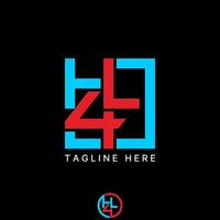 Logo design graphic concept creative premium stock image graphic initial HL4 H4L line square sport font tech cutting monogram typography brand vector