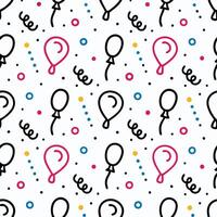 seamless pattern with balloons and confetti on a white background vector