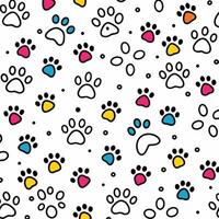 seamless pattern with paw prints and , background vector