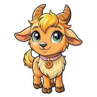 cartoon goat with horns and a collar on a white background vector
