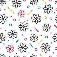a pattern with flowers and geometric shapes on a white background vector
