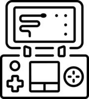 Handheld game console icon in linear style vector