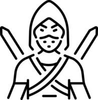 Assassin character icon in linear style vector