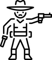 Cowboy character icon in linear style vector