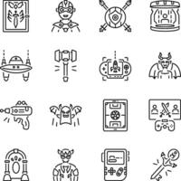 Collection of Linear Style Arcade Game Icons vector